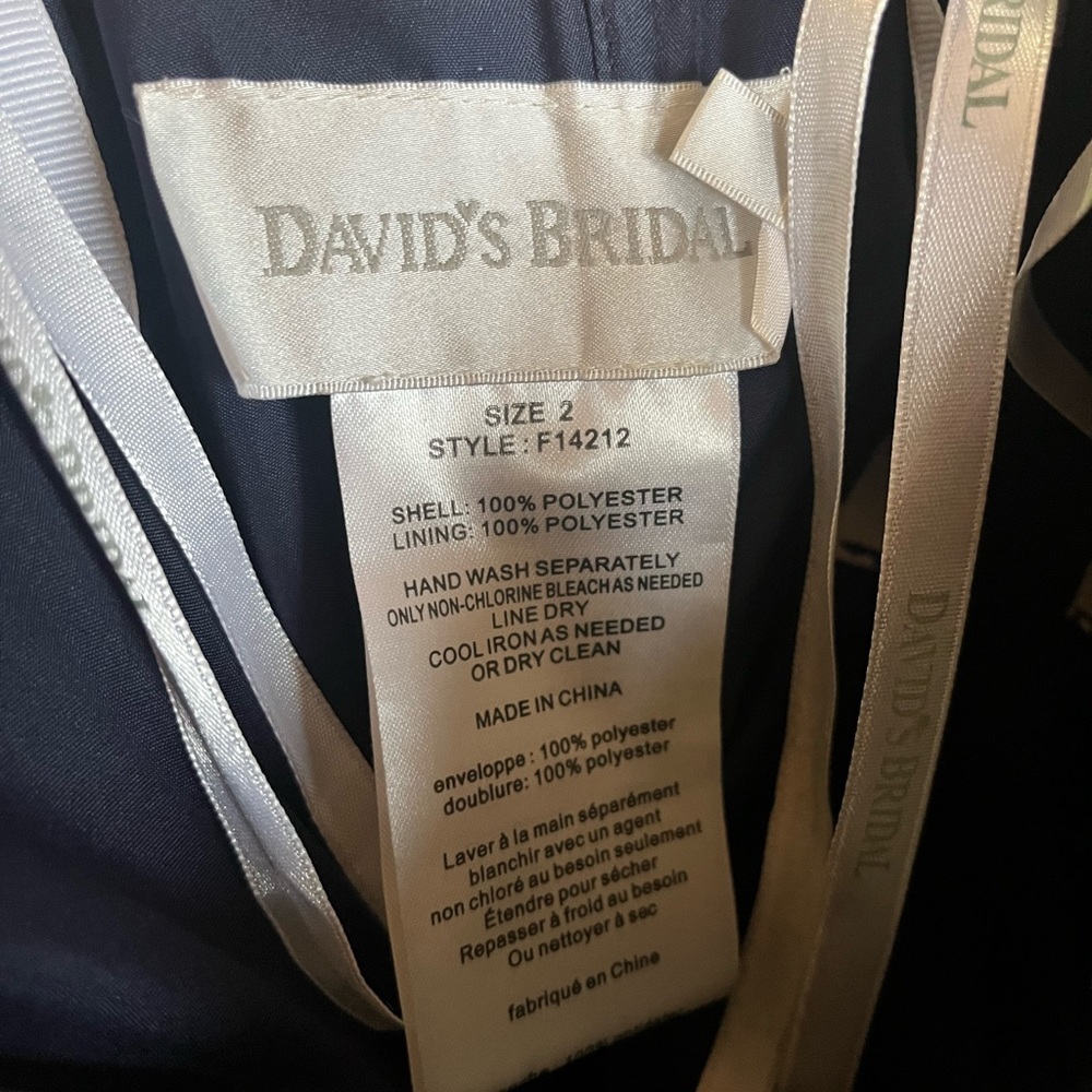 David's Bridal pleated satin strapless dress - Picture 2 of 3